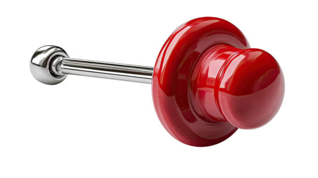 Red Cabinet Knob: A close-up studio shot showcases a bright, sleek, red cabinet knob. The fixture is gleaming with polished chrome.