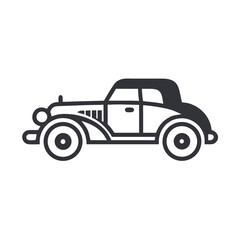 Vintage Car Icon: Classic Automobile Vector Illustration on Black Background