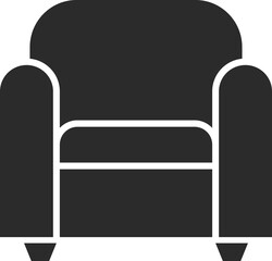 single seater sofa settee icon home furniture icons in dark grey and clear background, editable vector illustration