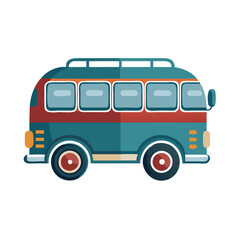 Retro Camper Van Illustration, Vintage Style Bus for Travel or Adventure