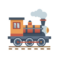 Naklejka premium Vintage Steam Train Illustration on Black Background, Transportation Concept