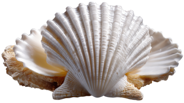 Ocean's Embrace: An intricate, delicate seashell reveals its beauty, its pristine surfaces kissed by the ocean's serenity and sunlight.