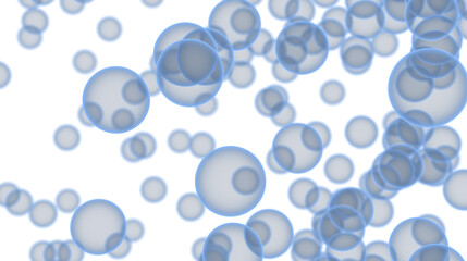 Stock photo of abstract light blue bubbles floating on a white background. Perfect for science, technology, or medical concepts.