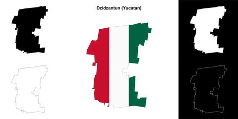 Dzidzantun municipality (Yucatan) outline map set
