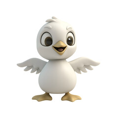Obraz premium A waddling penguin chick with sharp cartoon outlines, wings, feet, and beak all rendered as separated elements, centered and isolated on a white background