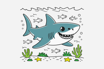 happy shark illustration vector