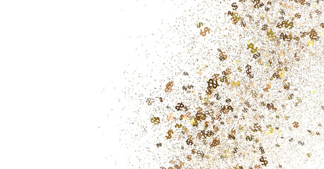 Abstract background with many golden dollar signs. Ideal for finance, wealth, and success concepts.