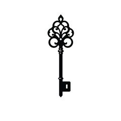 Isolated antique key vector illustration for graphic design and vintage key silhouette decoration element