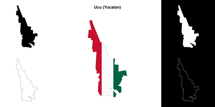 Ucu municipality (Yucatan) outline map set