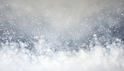 Obraz premium Soft bokeh of white snowflakes and light snow drift against a muted gray background