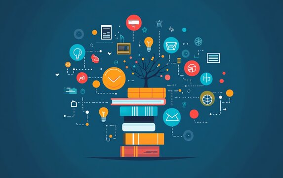 abstract representation of the societal impact of educational technology, digital learning platforms shaping modern society, innovative education systems and futuredriven society