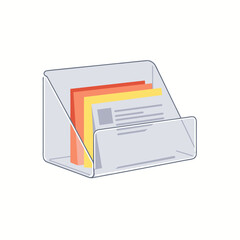 Clear Business Card Holder with Colorful Cards Flat Vector Illustration