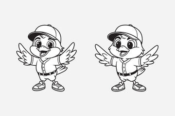 baseball bird illustration vector