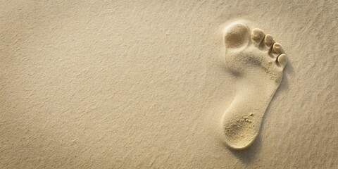 A Single Barefoot Impression in Fine Sand, a Solitary Mark on a Beach