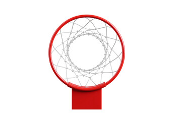Modern red basketball hoop with net, transparent background © Retouch man