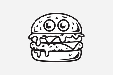 cute burger illustration vector