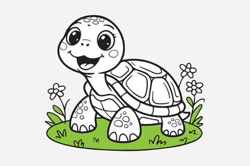 cute turtle illustration vector