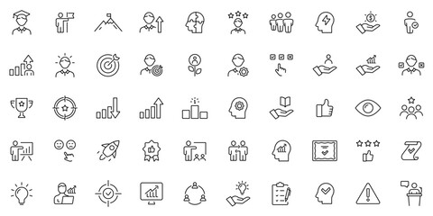 Personal Growth icon set. Success and Growth Editable Icons set. Containing Growth profit, career progress, business people, strategy, coaching, and more. Editable Stroke. Vector illustration
