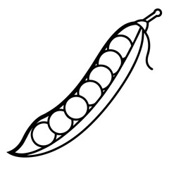 Black and White Pea Pod Outline Illustration