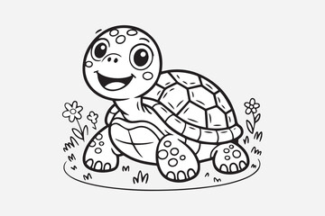 cute turtle illustration vector
