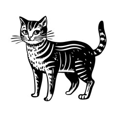Farm cat illustration in vintage style 