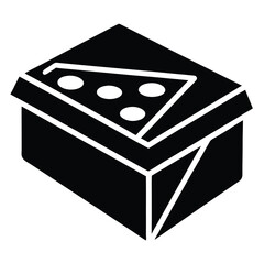 Black and white dice cube isolated on a white background with packaging design elements