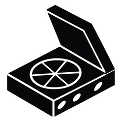 Open box icons with lids and red cover in vector design with compass and geometric elements