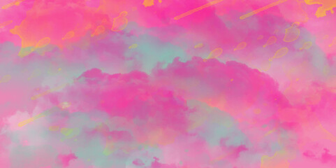 Pink watercolor background for your design, Brush stroked painting of colorful watercolor. Abstract image of exploded colorful powder, digital illustration. 
