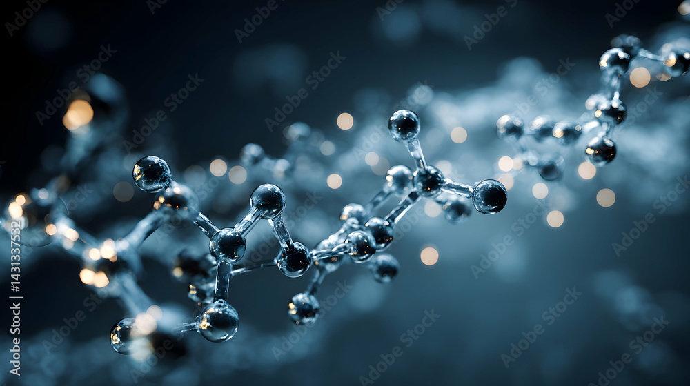 Poster intricate molecular structure visualization displaying the complexities of interconnected scientific