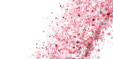 Abstract background image of pink glitter and percentage symbols. Perfect for sales, promotions, or celebratory designs.
