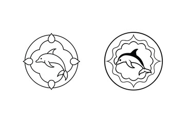 Minimalistic Dolphin Vector Design Two Circular Dolphin Icon Designs For Creative Projects