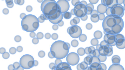 Soft, light blue bubbles float on a white background. Perfect for science, technology, or medical concepts.