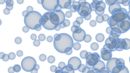 Soft, dreamy background image of translucent blue bubbles floating on white. Ideal for websites, presentations, or digital art.