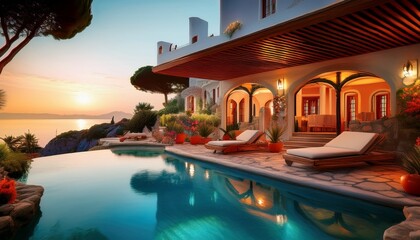 Fototapeta premium Mediteranes Poolhaus