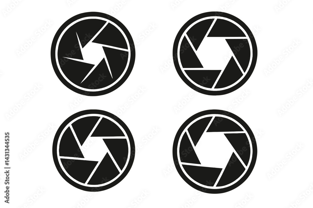 Leinwandbilder Icon set representing camera aperture designs in a minimalist style suitable for various digital applications