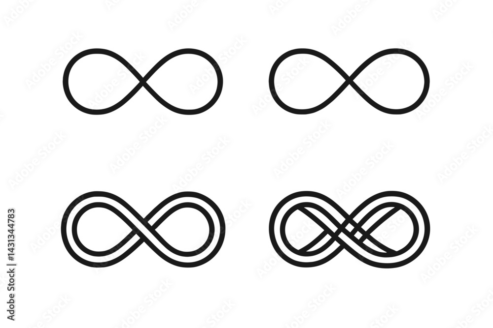 Aufkleber Icon set featuring various infinity symbols in a minimalist design suitable for modern applications and projects
