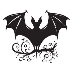 Minimal vector-style bat silhouette with smooth edges for modern and clean designs – bat silhouette – bat vector – bat illustration – silhouette of bat – bat icon

