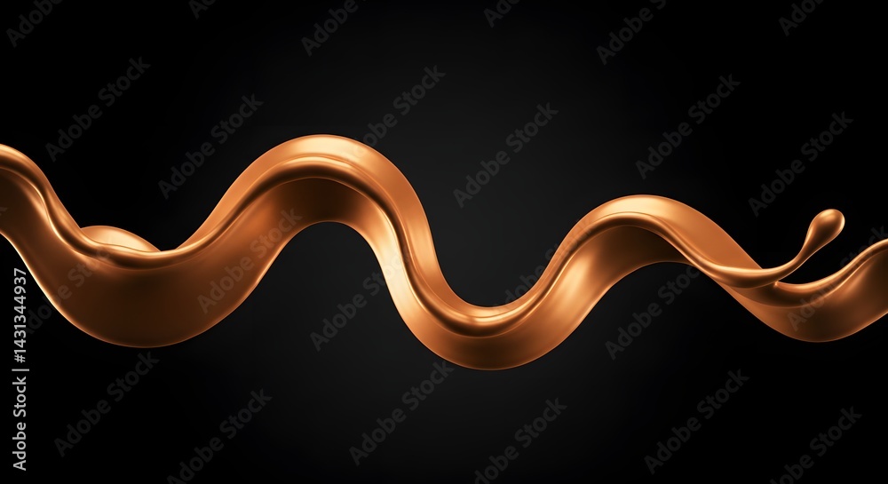 Poster a flowing caramel wave against a dark background creating a smooth and elegant abstract shape