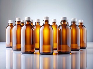 16 oz Straight Amber Glass Bottles with Minimalist White Labels - Clean Product Photography