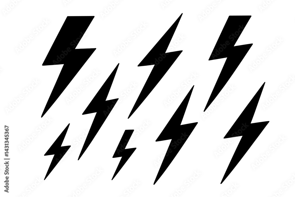 Leinwandbilder collection of lightning bolt icons in various sizes and orientations for graphic design projects