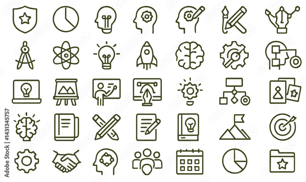 Aufkleber icon set showcasing creativity, innovation, and collaboration in design and technology for diverse a