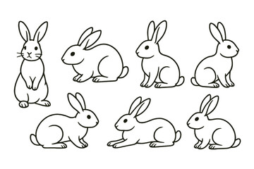 Various illustrated rabbit icons in different poses and orientations suitable for creative projects and designs