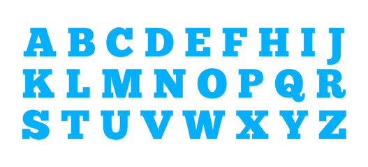 The alphabet is blue in Chunkfive writing style.