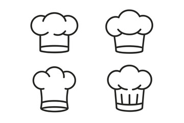 Icon set featuring chef hats in various styles for culinary design purposes