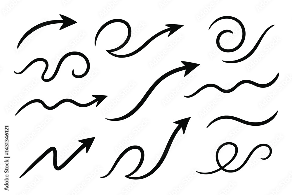 Aufkleber variety of decorative icons featuring arrows and swirls for design projects and creative application