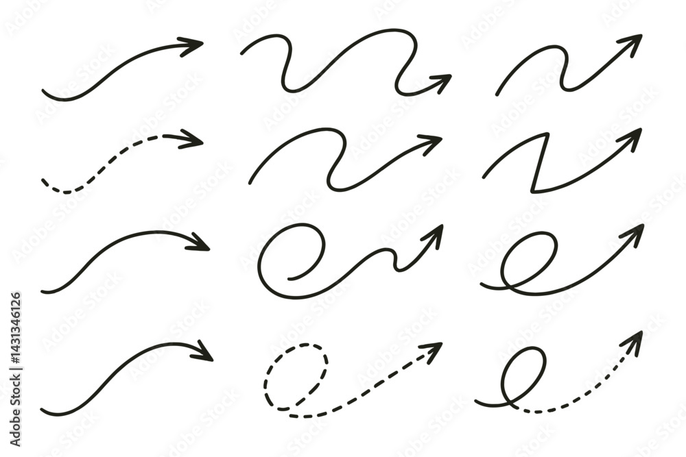 Aufkleber Collection of diverse icon set featuring various arrow designs and styles for creative projects and applications