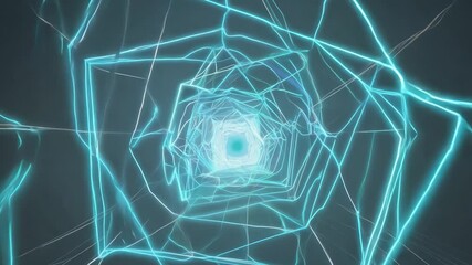 Digital neon tunnel rotating animation cgi