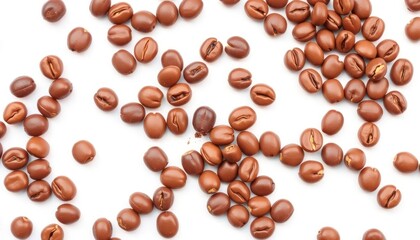 Obraz premium Coffee Beans Scattered on White
