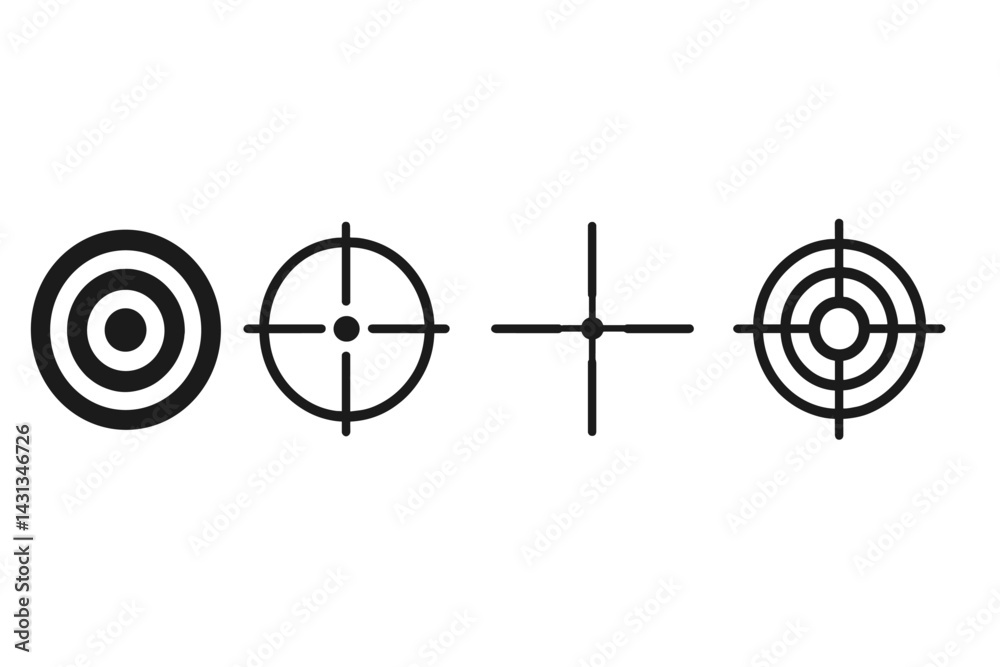 Aufkleber Icon set featuring various target designs suitable for graphic projects or presentations