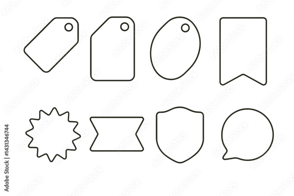 Aufkleber Icon set featuring various shapes for use in digital and print design projects
